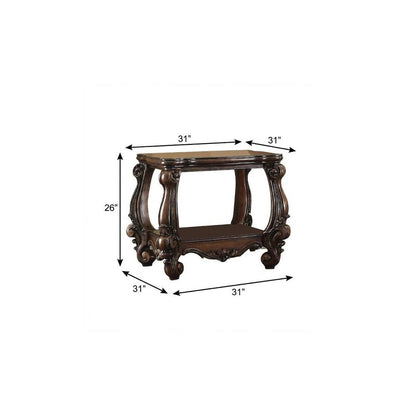 26" Cherry Oak Manufactured Wood Square End Table With Shelf