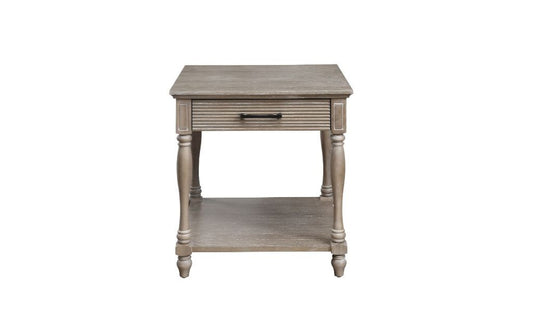 24" Weathered Oak Solid Wood Square End Table