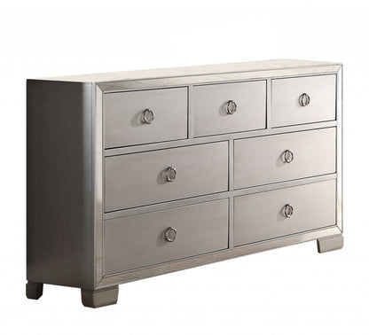 57" Platinum Wood Seven Drawer Triple Dresser