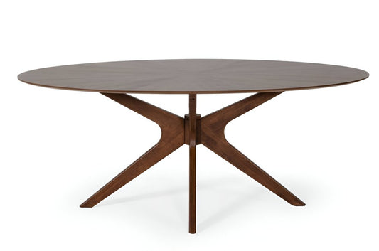 75" Brown Oval Solid Manufactured Wood Pedestal Base Dining Table