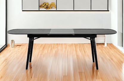 71" Black Rectangular Manufactured Wood Butterfly Leaf Dining Table