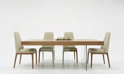 79" Brown And Clear Glass Dining Table