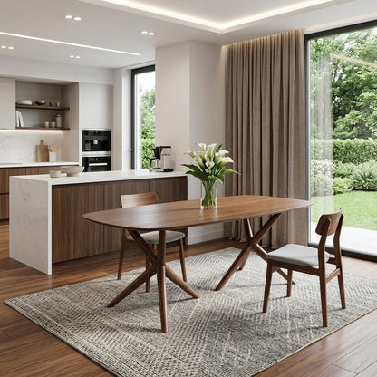 95" Brown Solid Manufactured Wood Dining Table