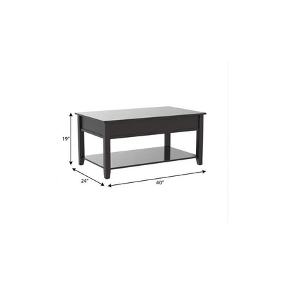 40" Black Wood Lift Top Coffee Table