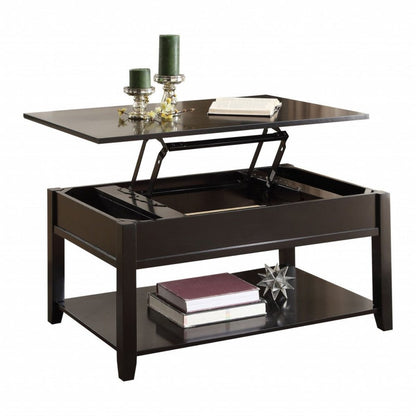 40" Black Wood Lift Top Coffee Table