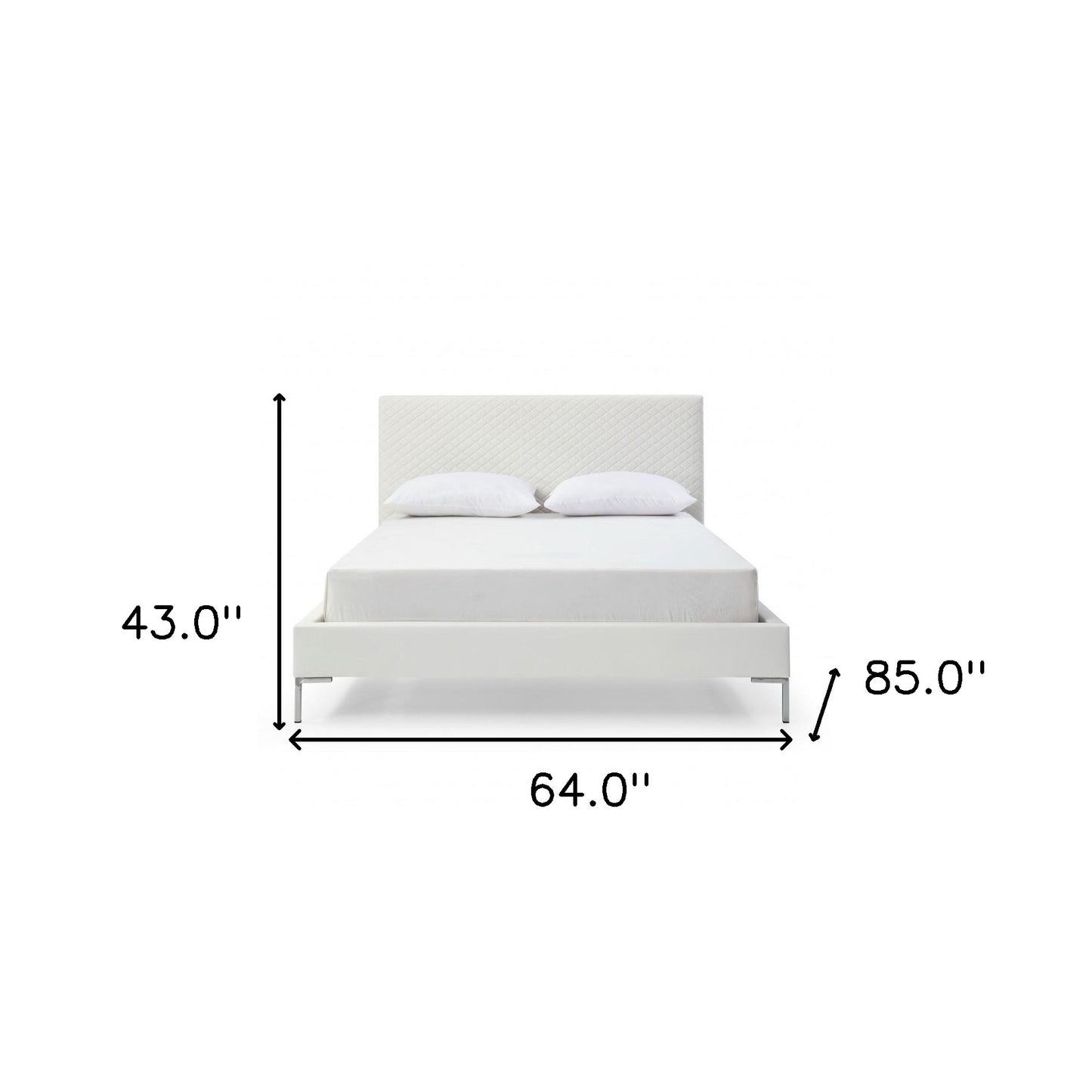 Queen Size White Upholstered Faux Leather Bed Frame