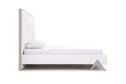 White Tufted Faux Leather Upholstered Queen Bed Frame