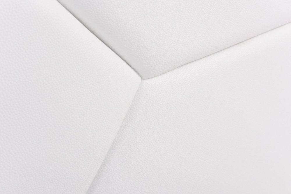 White Tufted Faux Leather Upholstered Queen Bed Frame