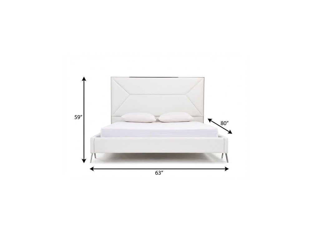 White Tufted Faux Leather Upholstered Queen Bed Frame