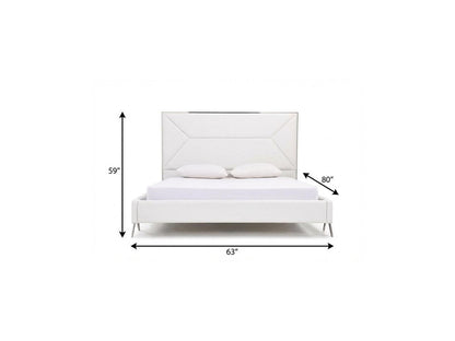 White Tufted Faux Leather Upholstered Queen Bed Frame