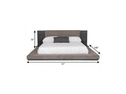 Gray Upholstered California King Bed Frame