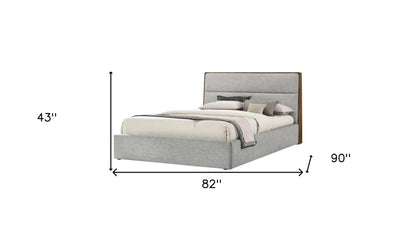 Brown and Gray Wood Upholstered King Bed Frame