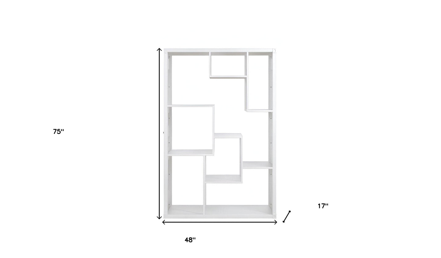 75" White Composite Zig Zag Multi Tier Bookcase