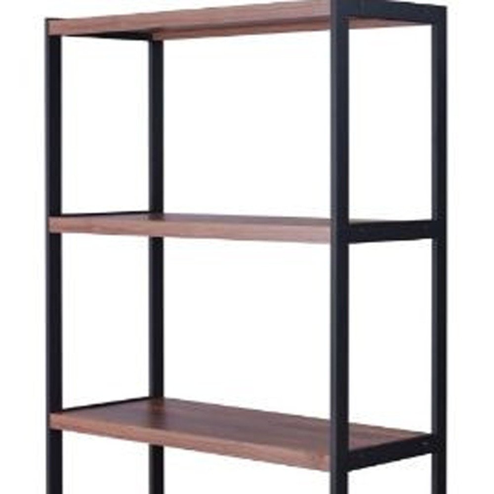 Brown And Black Metal Three Tier Bookcase with Two Doors