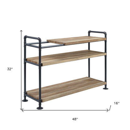 Brown And Black Metal Three Tier Etagere Bookcase
