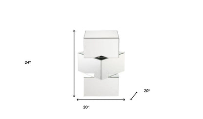 24" Clear Mirrored Square Mirrored End Table