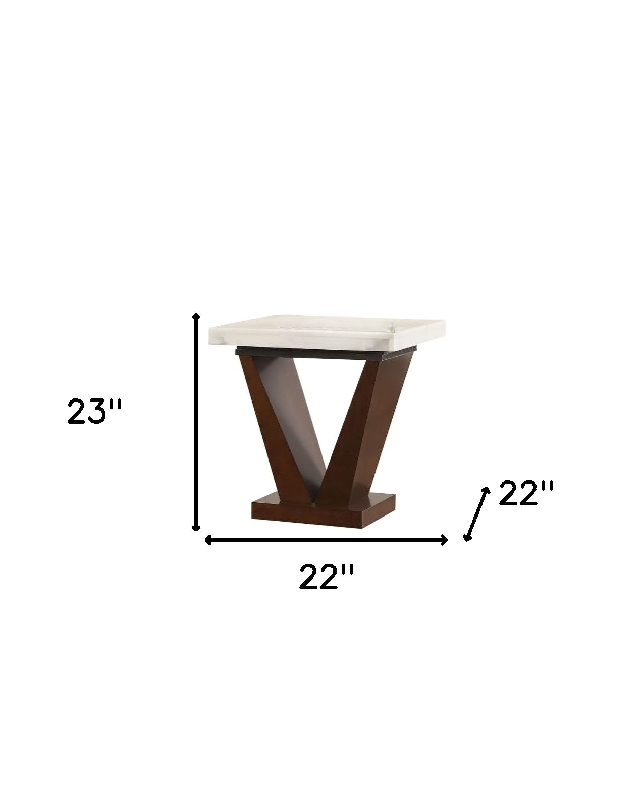 23" Brown And White Marble Square End Table