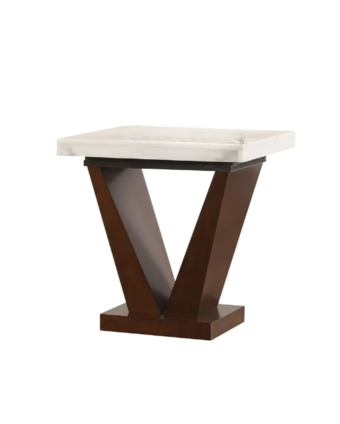 23" Brown And White Marble Square End Table