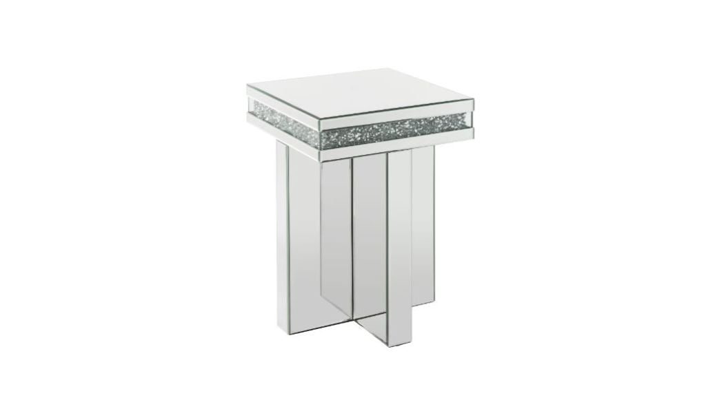 24" Clear Mirrored Square Mirrored End Table