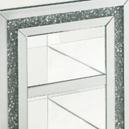 24" Silver Glass Rectangular Mirrored End Table With Two Shelves