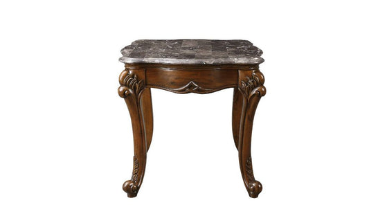 24" Cherry And Brown Marble  Polyresin Rectangular End Table