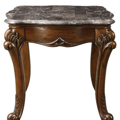 24" Cherry And Brown Marble  Polyresin Rectangular End Table