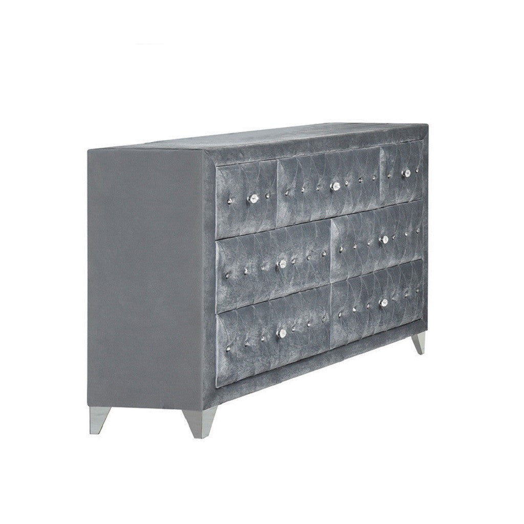 60" Gray Seven Drawer Triple Dresser