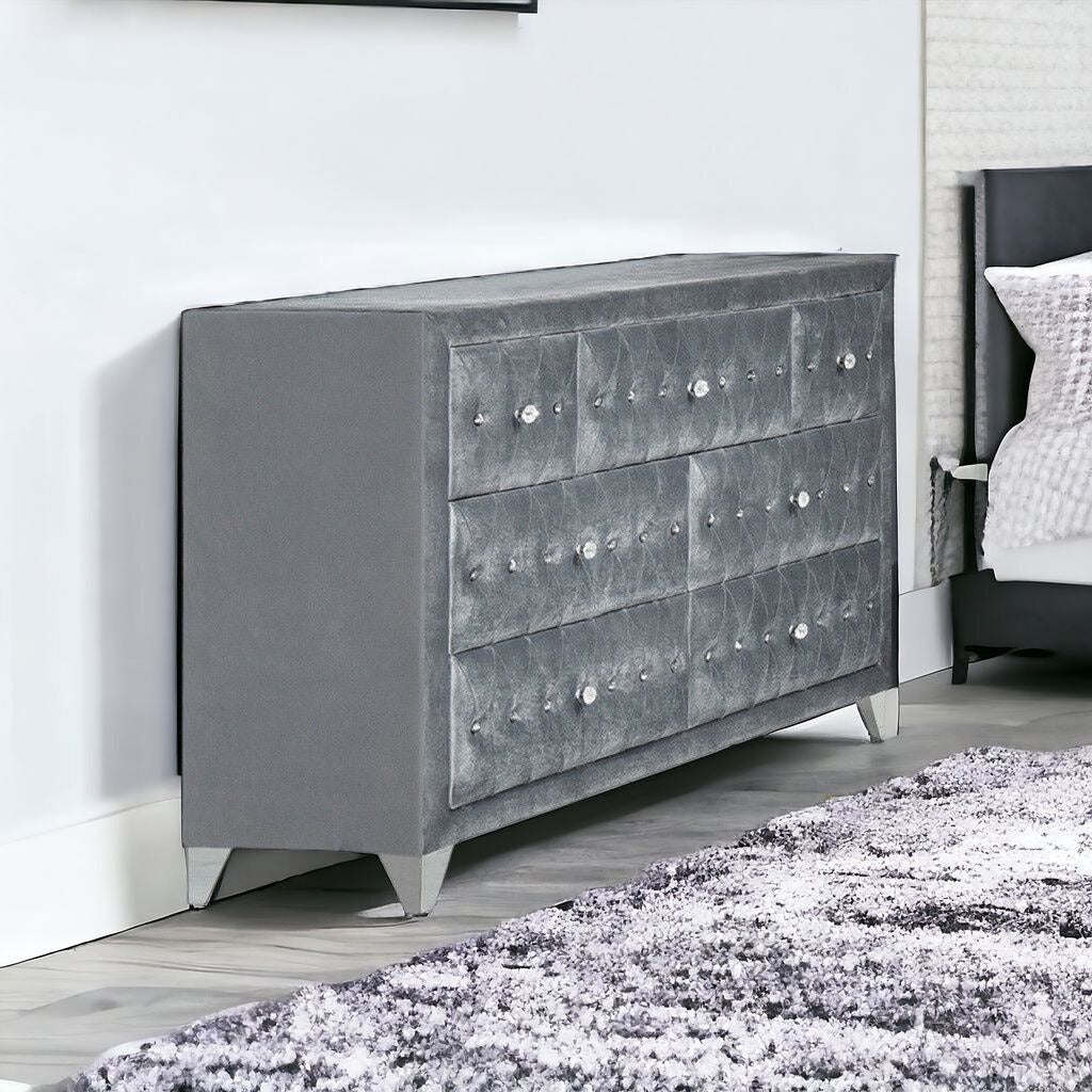 60" Gray Seven Drawer Triple Dresser