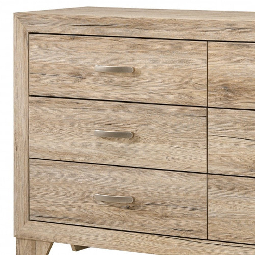 59" Natural Wood Six Drawer Double Dresser