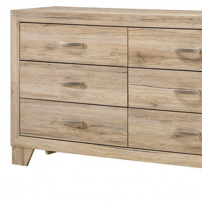 59" Natural Wood Six Drawer Double Dresser