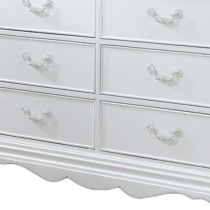 56" White Solid Wood Eight Drawer Double Dresser