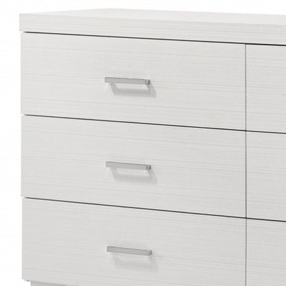 58" White Wood Six Drawer Double Dresser