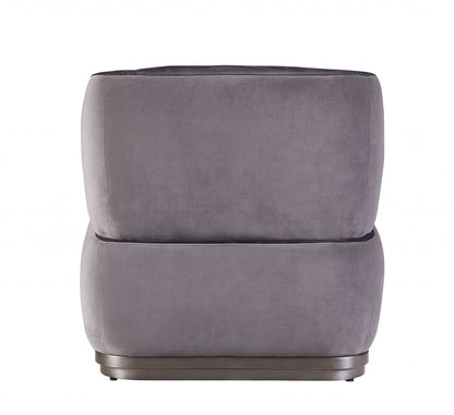 29" Slate Gray and Brown Velvet Slipper Chair