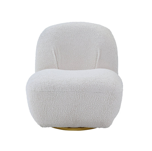 32" White Sherpa Swivel Slipper Chair