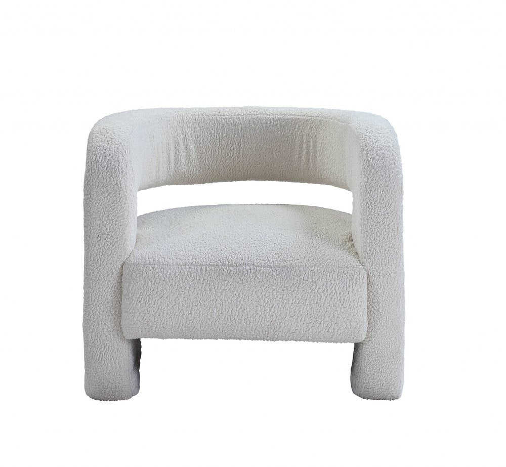 32" White Sherpa Barrel Chair
