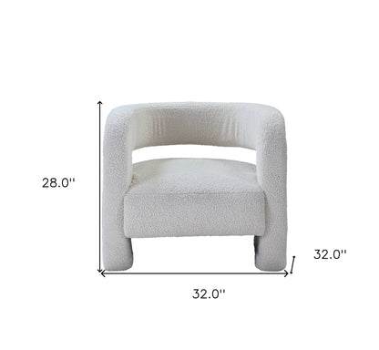 32" White Sherpa Solid Color Barrel Chair