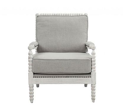 35" Gray and White Linen Club Chair