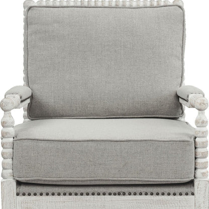 35" Gray and White Linen Club Chair