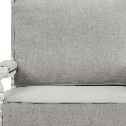 35" Gray and White Linen Club Chair