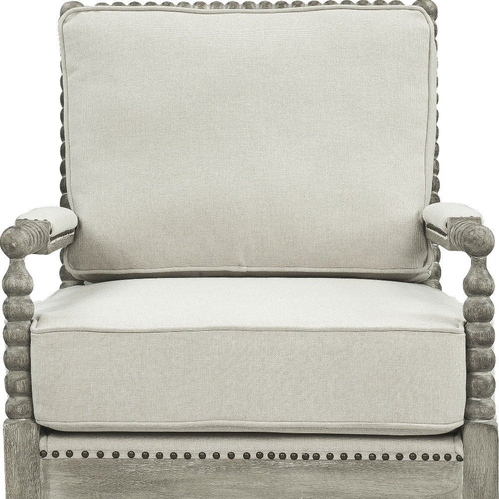 35" Beige and Gray Linen Club Chair