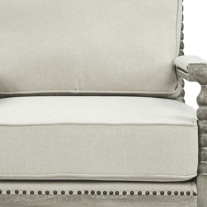 35" Beige and Gray Linen Club Chair