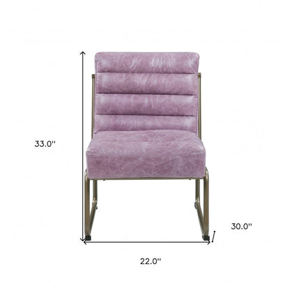 22" Wisteria and Steel Blue Top Grain Leather Ikat Side Chair