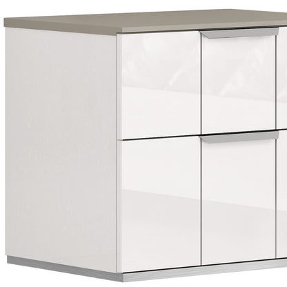 20" White Contemporary Two Drawer Nightstand