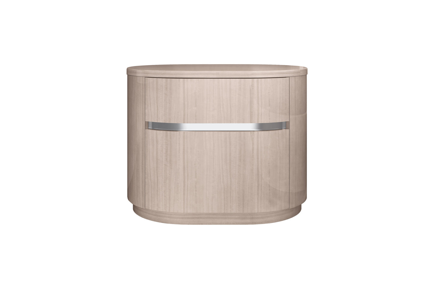 22" Beige Two Drawer Oval Nightstand