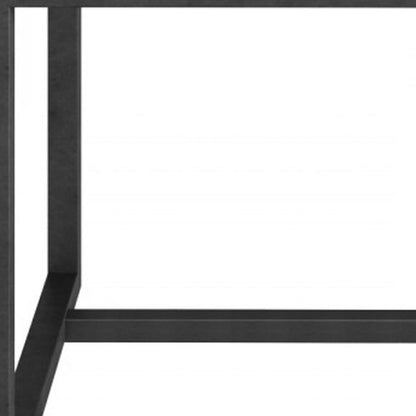 15" Black And White Stone And Metal Square End Table