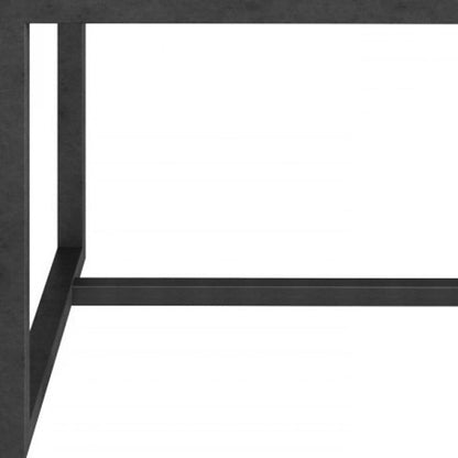15" Black And White Stone And Metal Square End Table