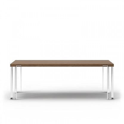 95" Walnut And Chrome Rectangular Manufactured Wood And Stainless Steel Dining Table