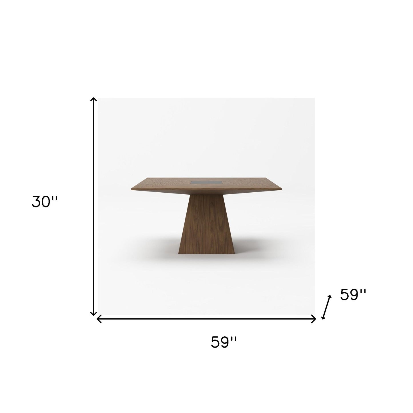 59" Walnut Square Solid Manufactured Wood Dining Table