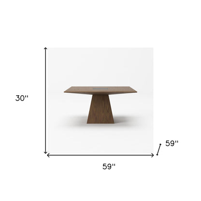 59" Walnut Square Solid Manufactured Wood Dining Table