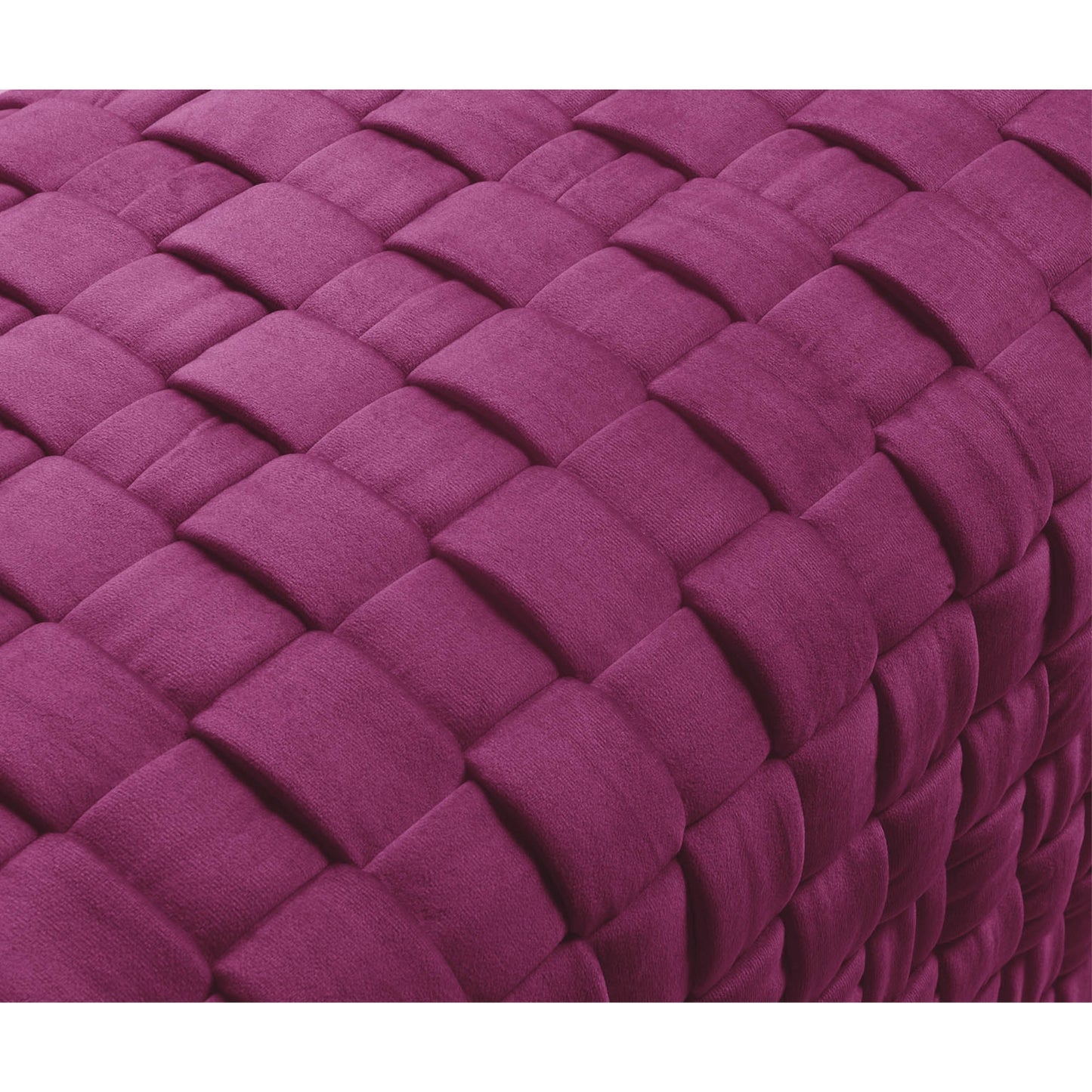 17" Fuchsia Velvet And Gold Ottoman